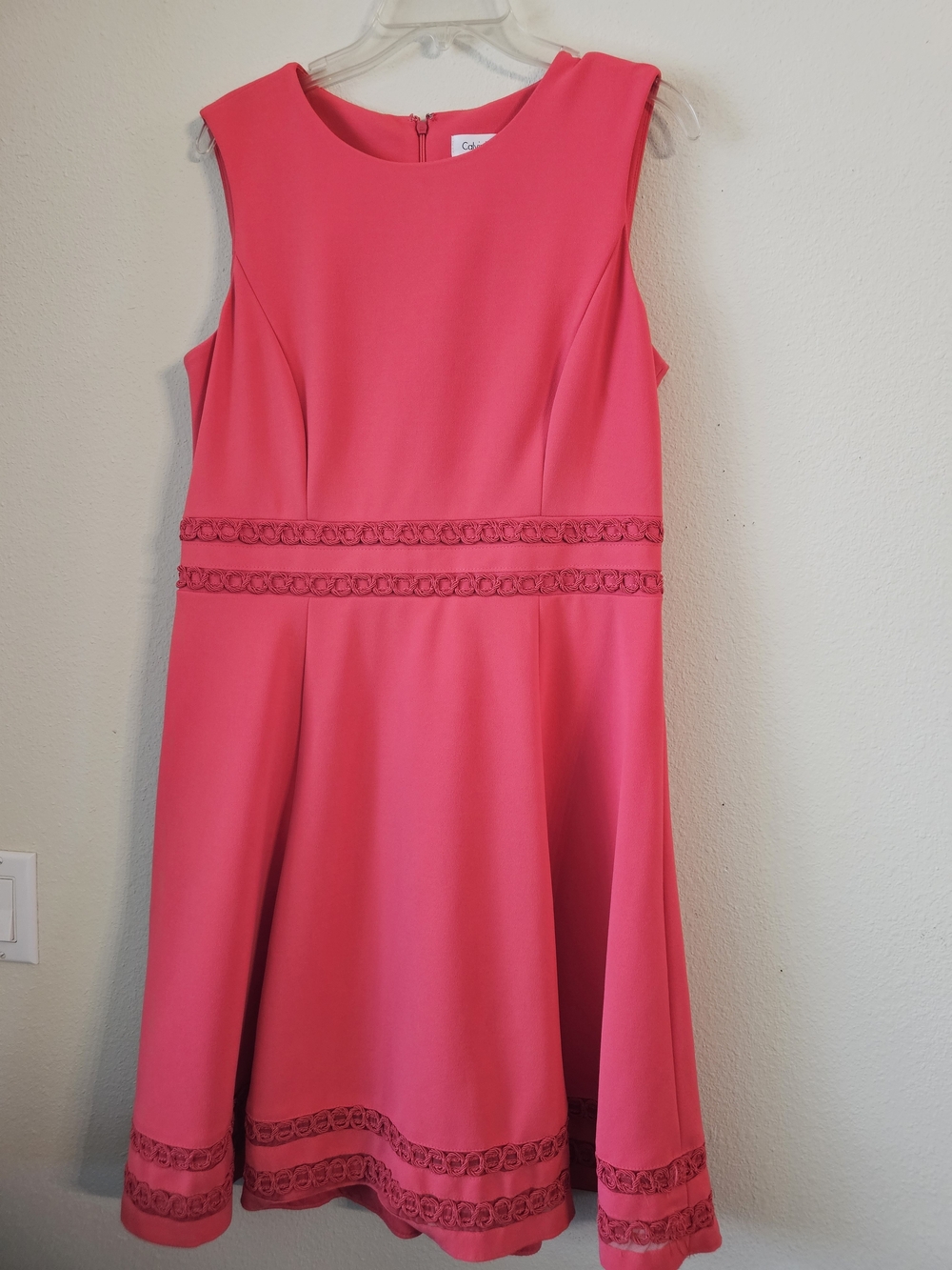 Calvin Klein Coral/Pink Sleeveless Fit-and-Flare Midi Dress